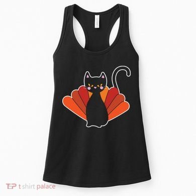 Funny Cute Thanksgiving Cat Turkey Women's Tank Top