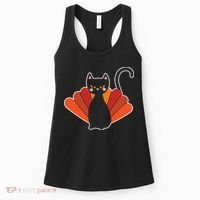Funny Cute Thanksgiving Cat Turkey Women's Tank Top thumb 0