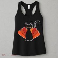 Funny Cute Thanksgiving Cat Turkey Women's Tank Top thumb 3