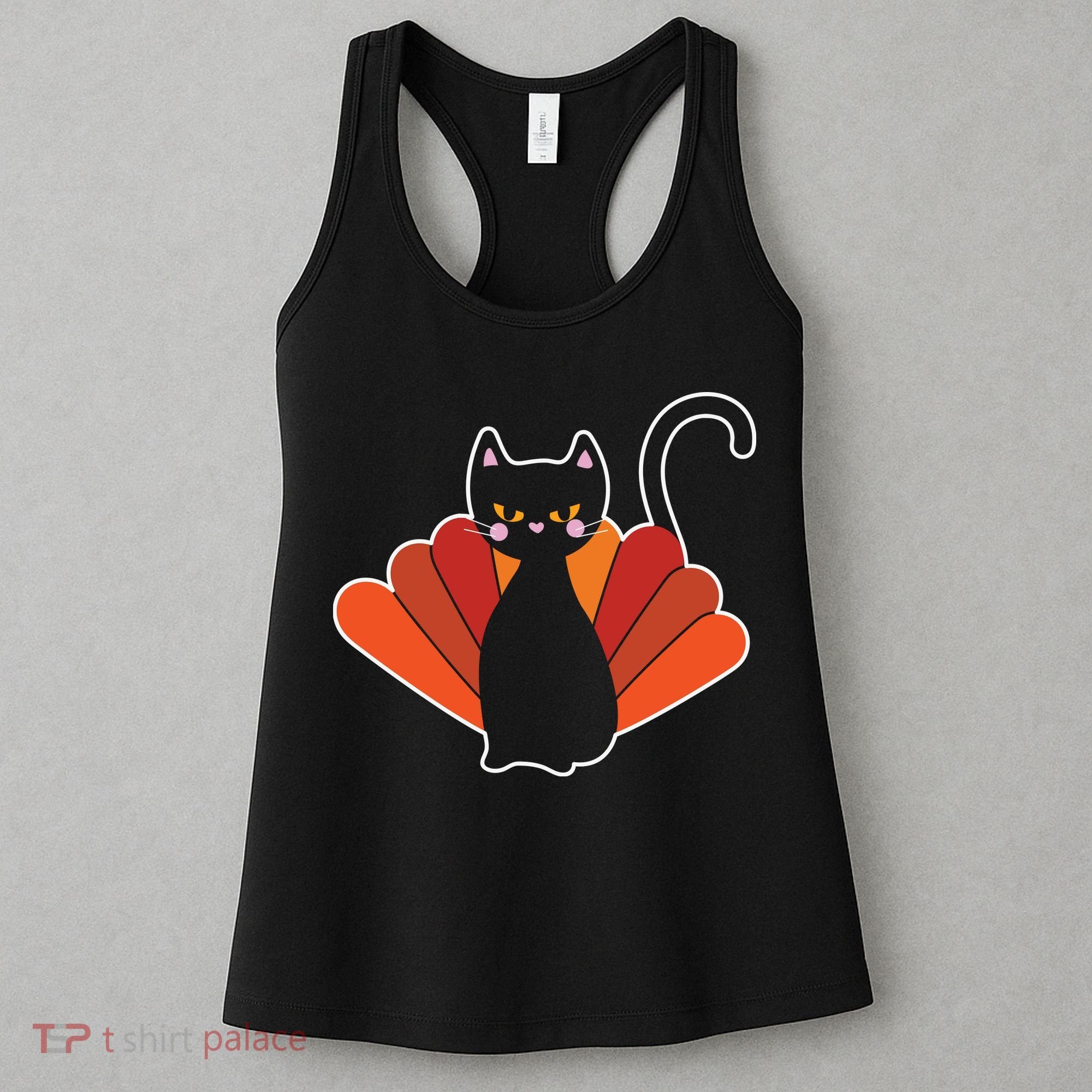 Funny Cute Thanksgiving Cat Turkey Women's Tank Top