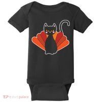 Funny Cute Thanksgiving Cat Turkey Baby Bodysuit thumb 0
