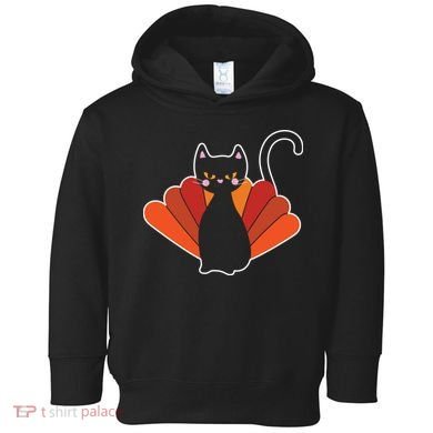 Funny Cute Thanksgiving Cat Turkey Toddler Hoodie
