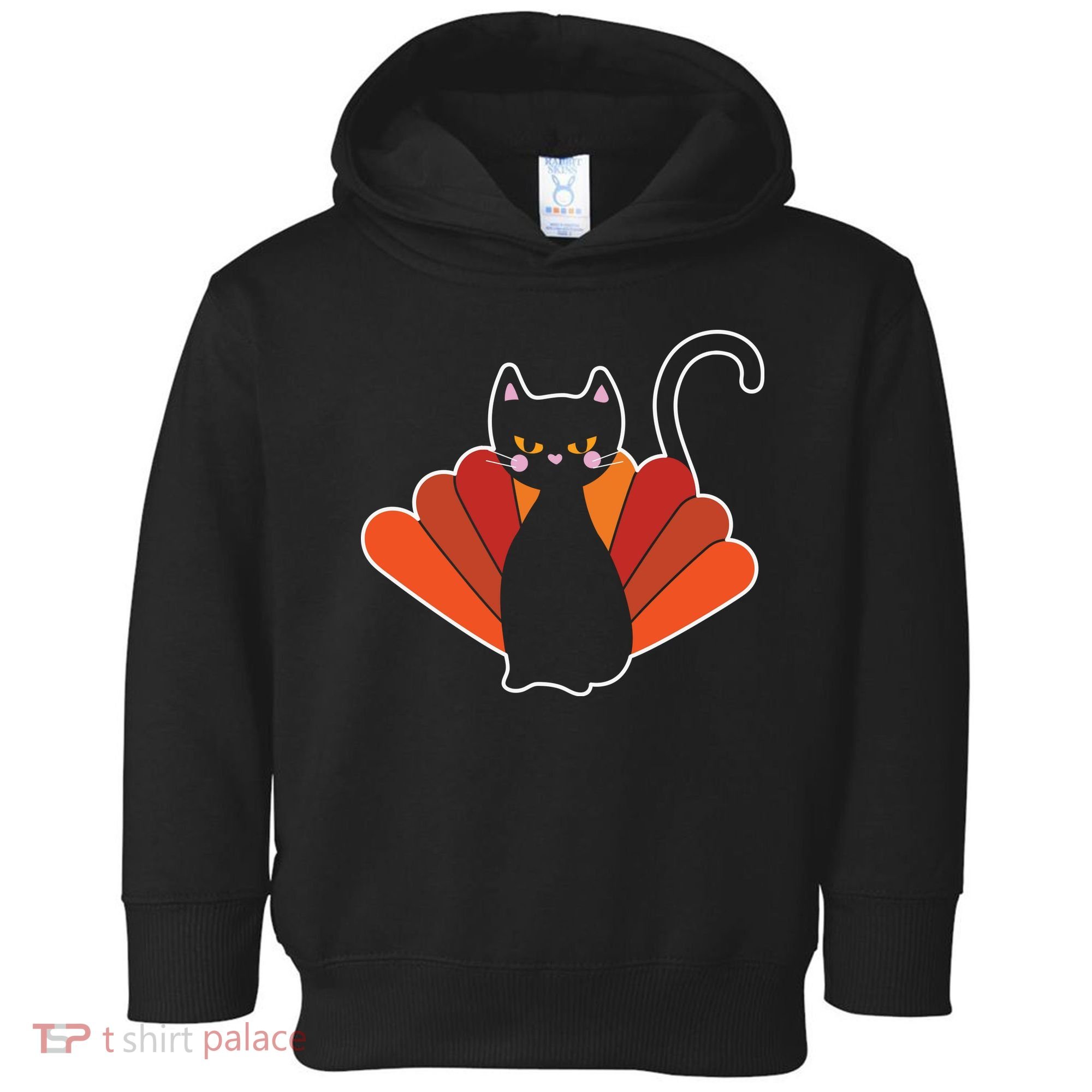 Funny Cute Thanksgiving Cat Turkey Toddler Hoodie