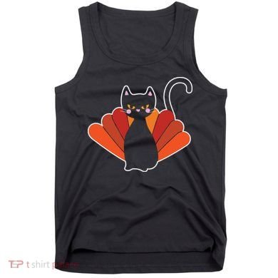 Funny Cute Thanksgiving Cat Turkey Tank Top