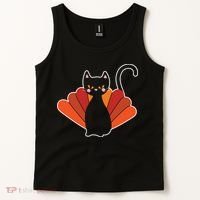 Funny Cute Thanksgiving Cat Turkey Tank Top thumb 2