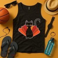 Funny Cute Thanksgiving Cat Turkey Tank Top thumb 4