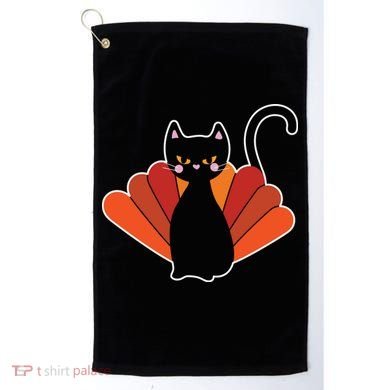 Funny Cute Thanksgiving Cat Turkey Golf Towel