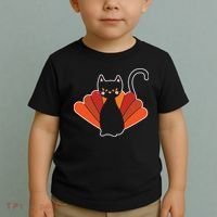 Funny Cute Thanksgiving Cat Turkey Toddler T-Shirt thumb 2