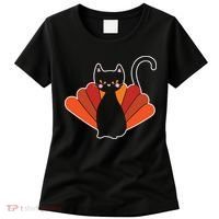 Funny Cute Thanksgiving Cat Turkey Women's T-Shirt thumb 0