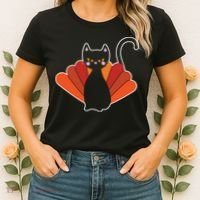Funny Cute Thanksgiving Cat Turkey Women's T-Shirt thumb 2