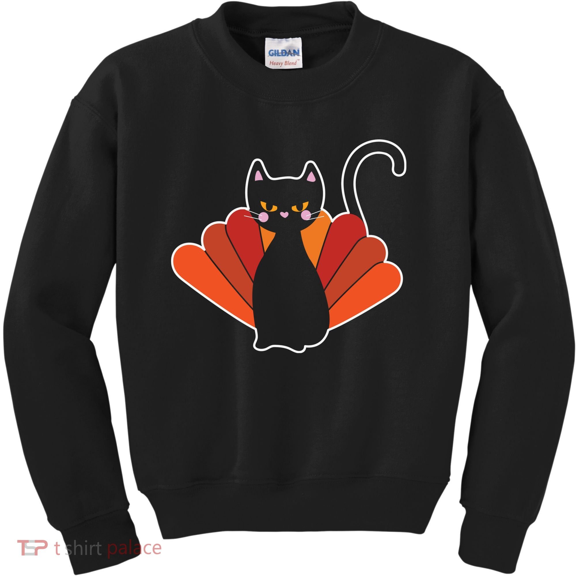 Funny Cute Thanksgiving Cat Turkey Kids Sweatshirt