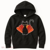 Funny Cute Thanksgiving Cat Turkey Kids Hoodie thumb 0