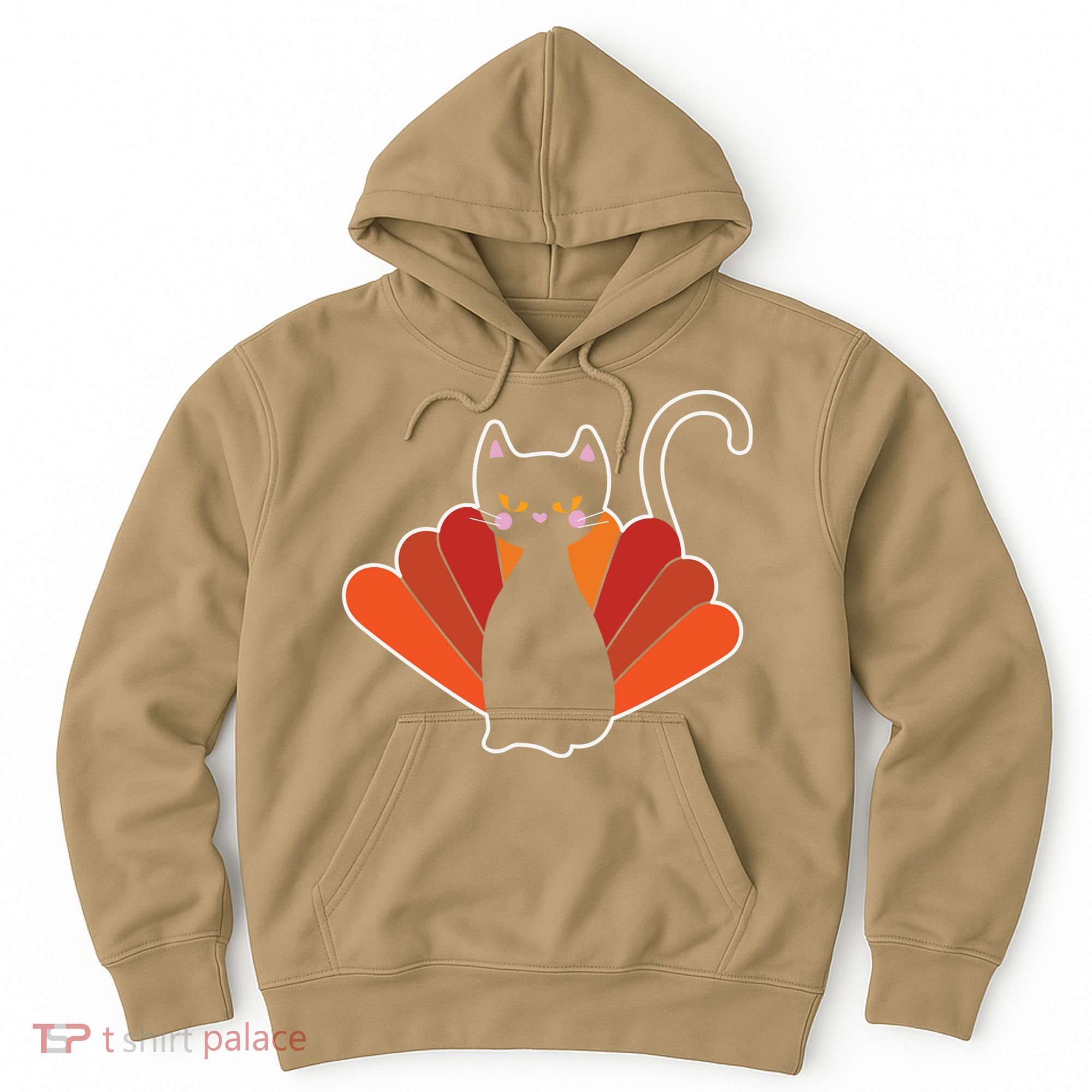 Funny Cute Thanksgiving Cat Turkey Hoodie