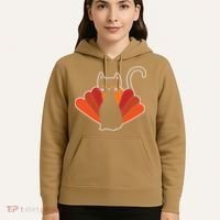 Funny Cute Thanksgiving Cat Turkey Hoodie thumb 5