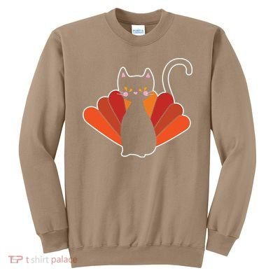 Funny Cute Thanksgiving Cat Turkey Sweatshirt