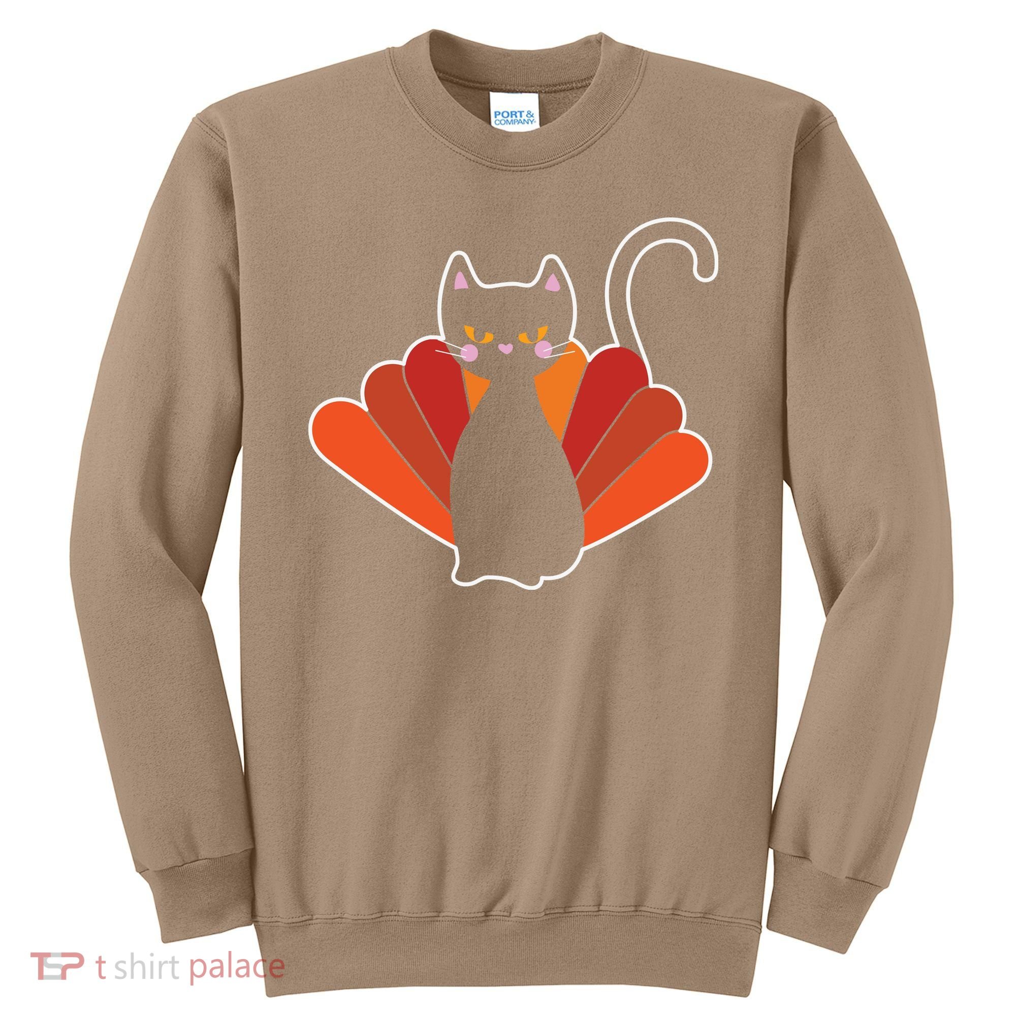 Funny Cute Thanksgiving Cat Turkey Sweatshirt