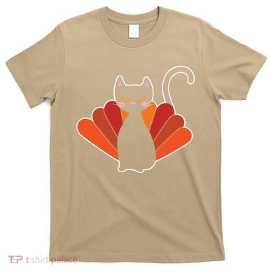 Funny Cute Thanksgiving Cat Turkey T-Shirt