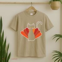 Funny Cute Thanksgiving Cat Turkey T-Shirt thumb 2