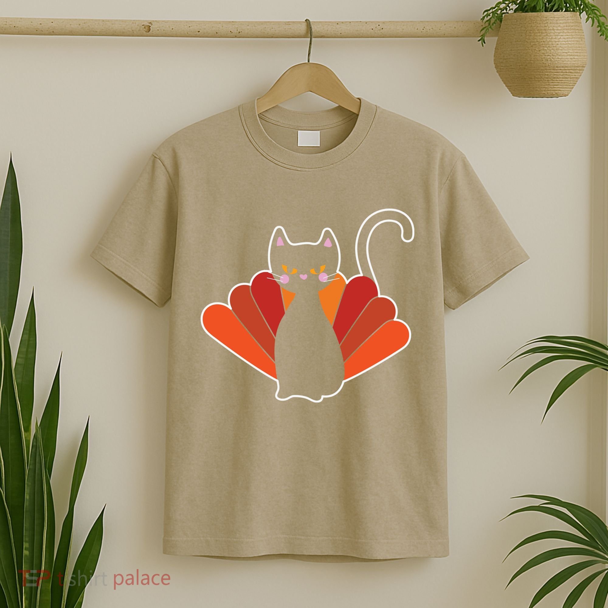 Funny Cute Thanksgiving Cat Turkey T-Shirt