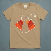 Funny Cute Thanksgiving Cat Turkey T-Shirt thumb 5