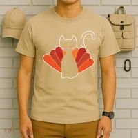 Funny Cute Thanksgiving Cat Turkey T-Shirt thumb 6