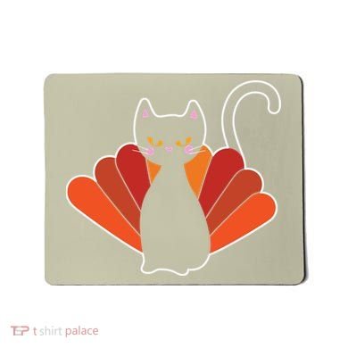 Funny Cute Thanksgiving Cat Turkey Mousepad