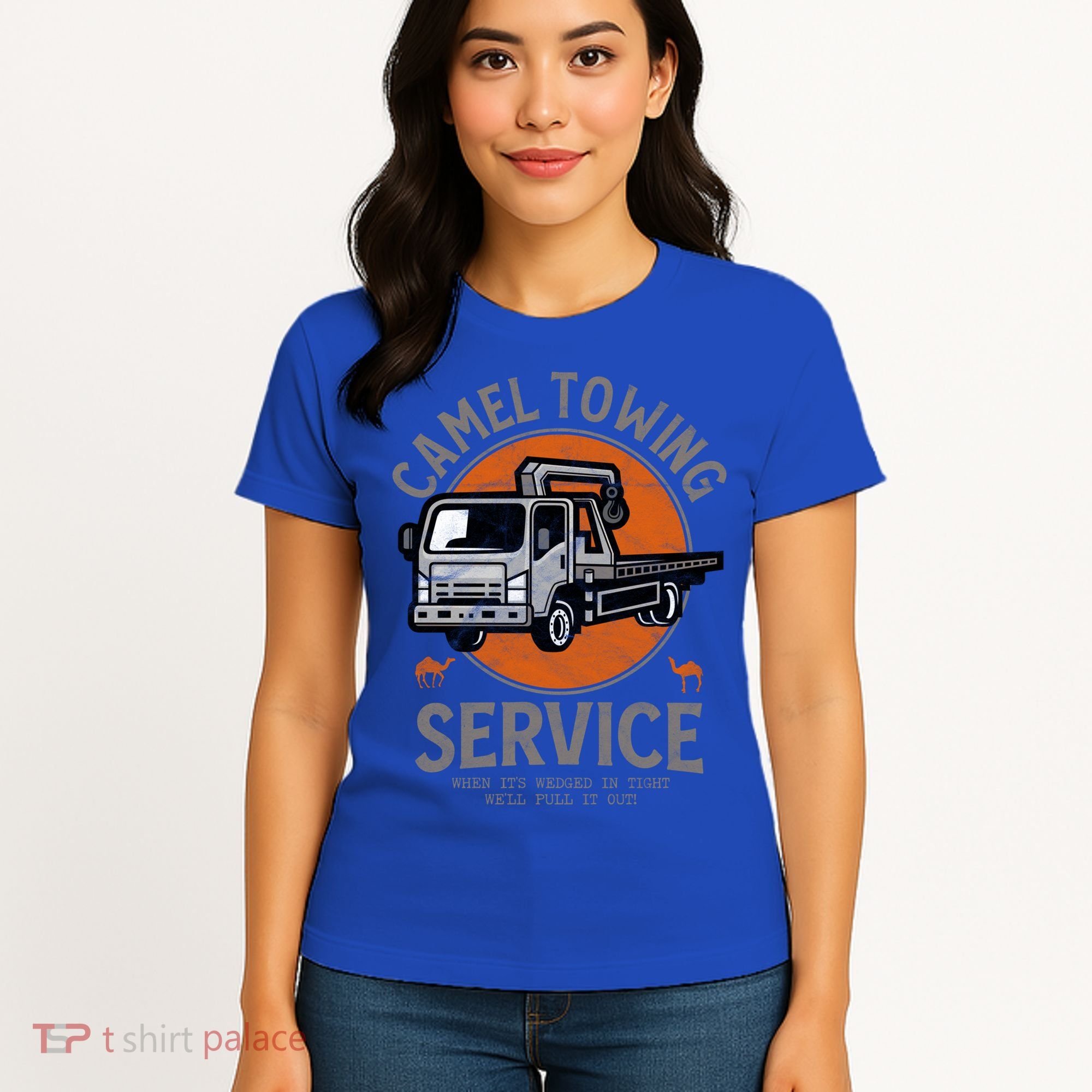 Funny Camel Towing Retro Adult Humor Saying Halloween Cool Gift Women's T-Shirt