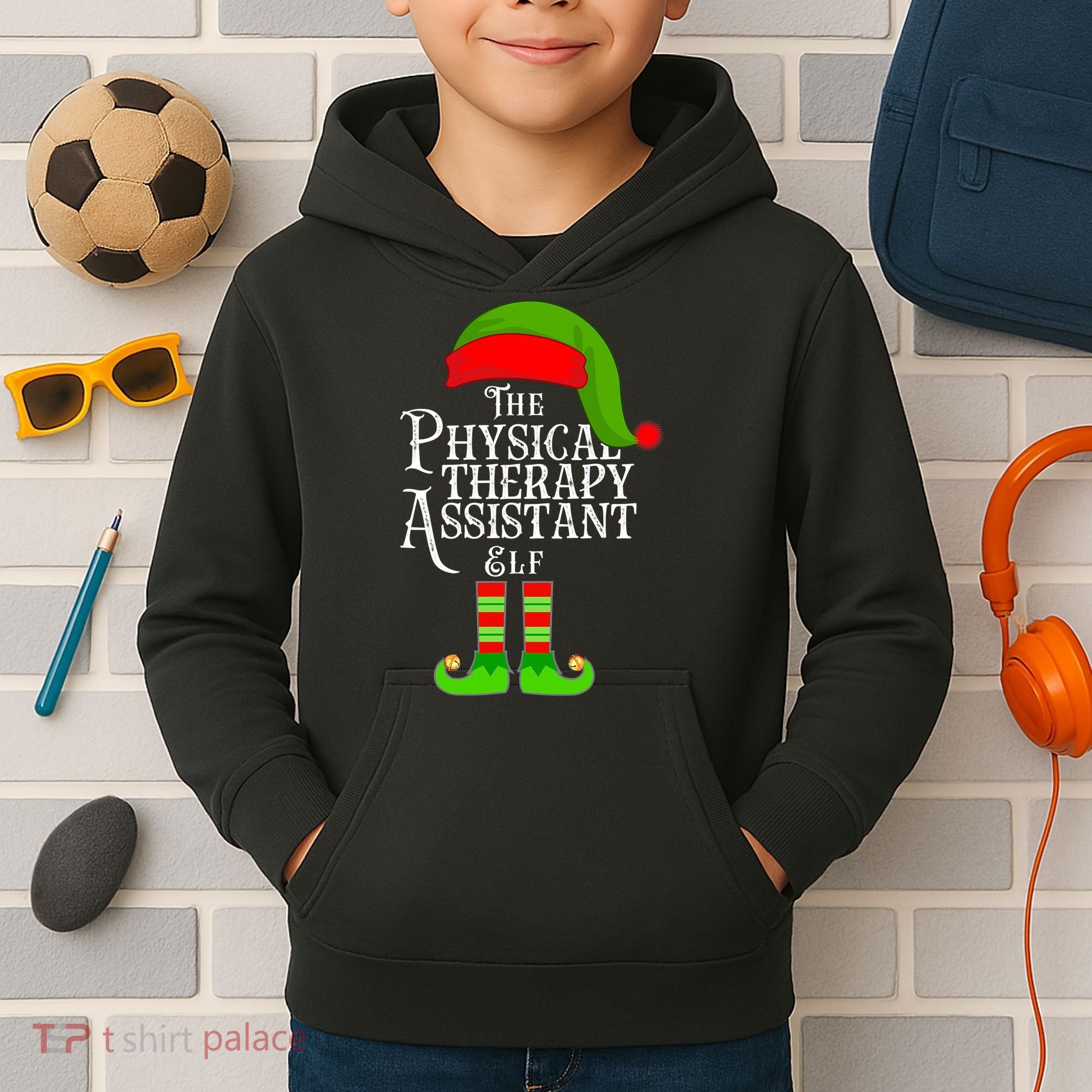 Funny Christmas The Physical Therapy Assistant Elf Kids Hoodie