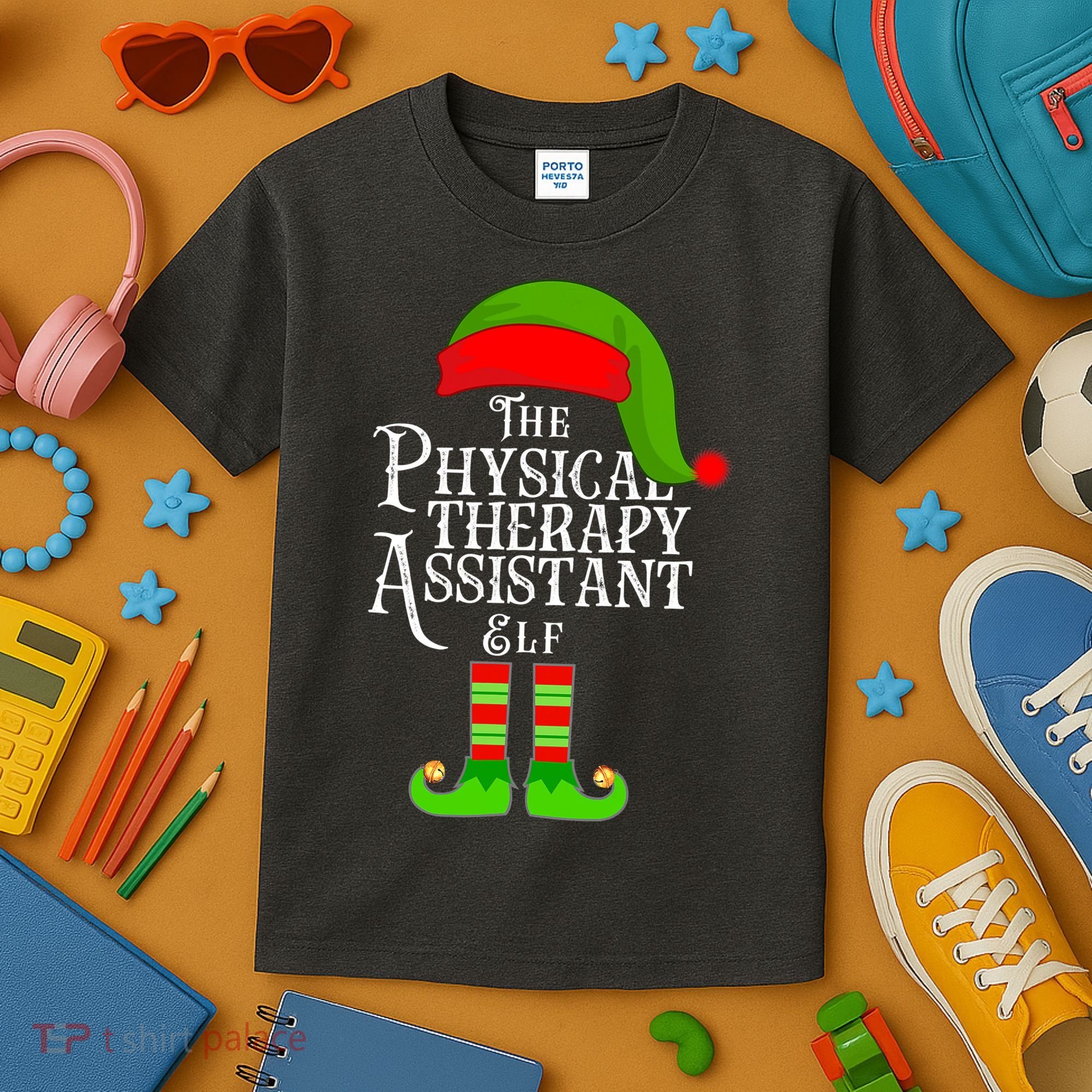 Funny Christmas The Physical Therapy Assistant Elf Kids T-Shirt