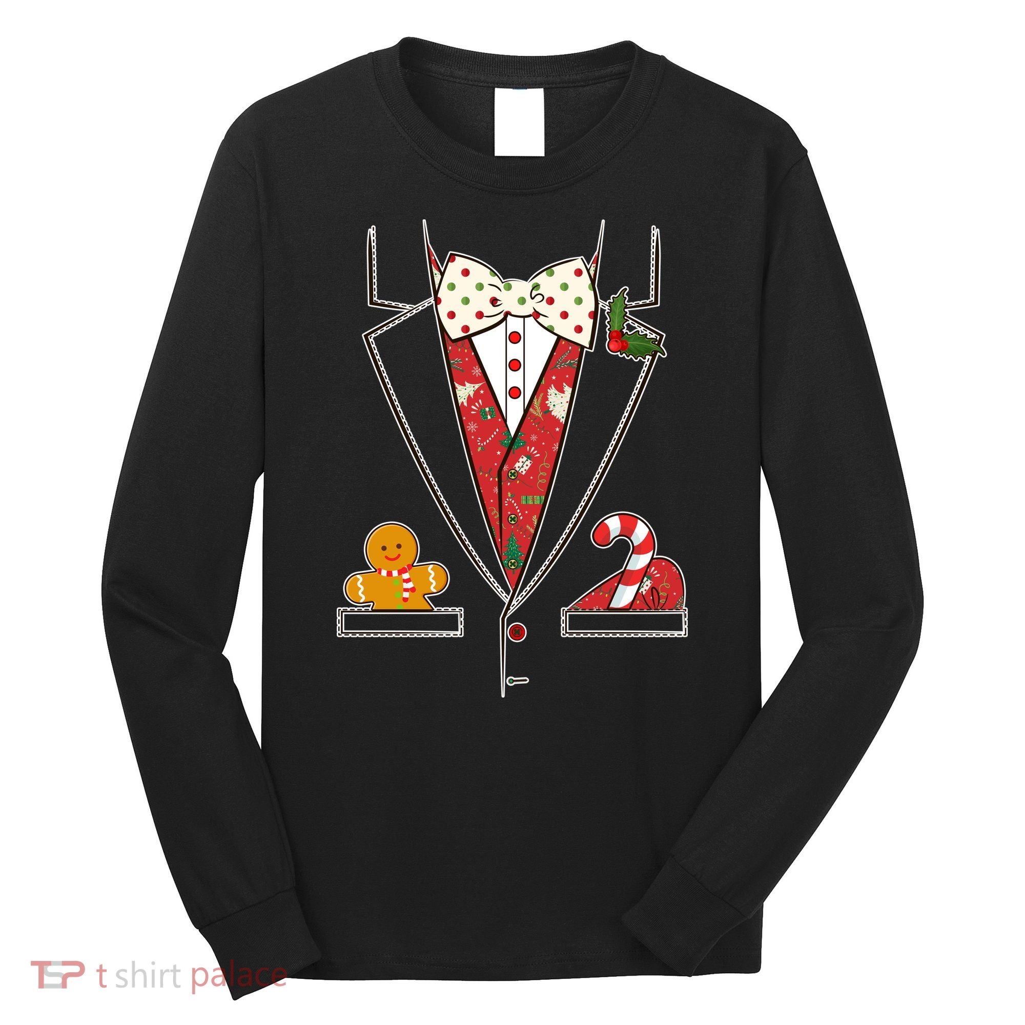 Funny Christmas Tuxedo Costume Long Sleeve Shirt