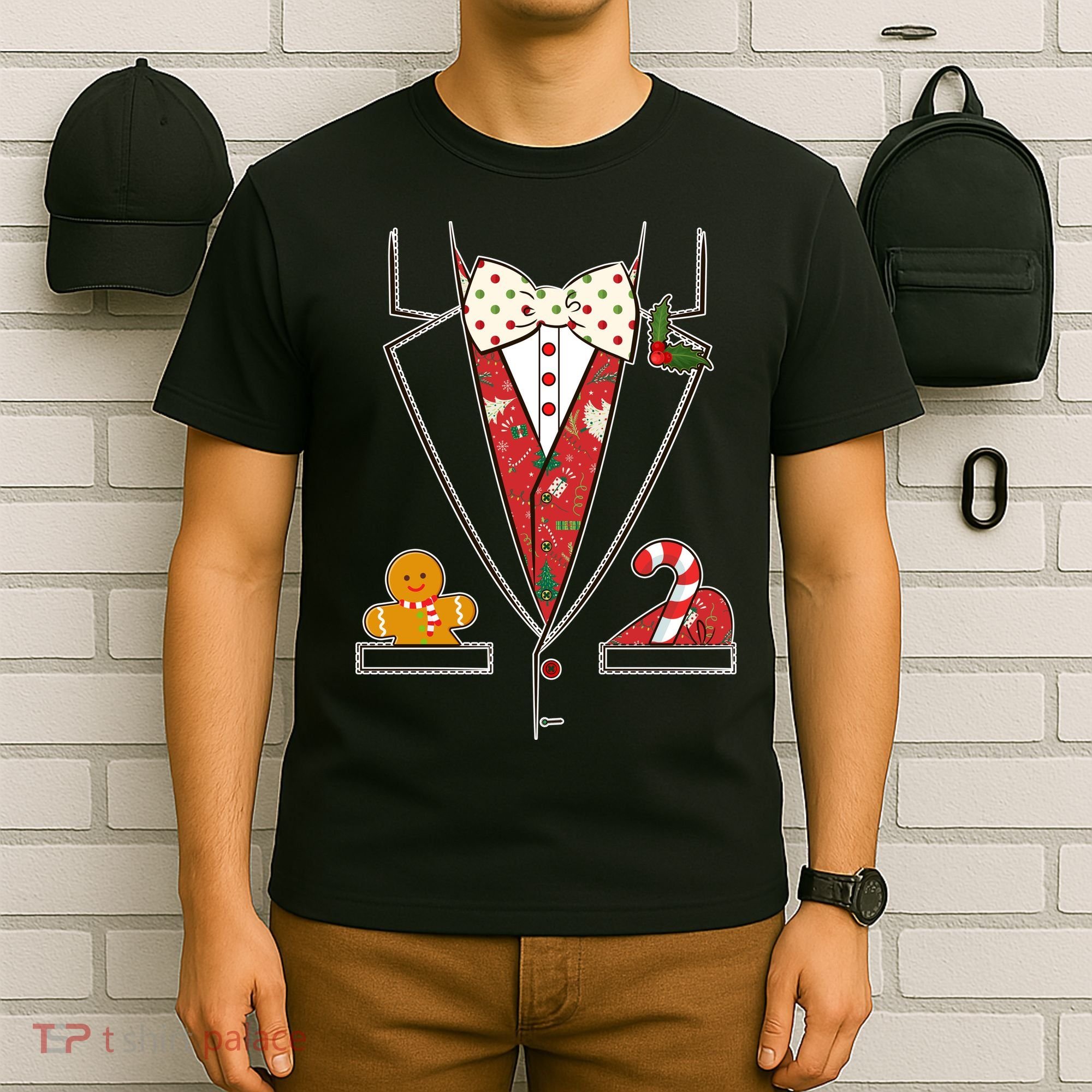 Funny Christmas Tuxedo Costume T-Shirt