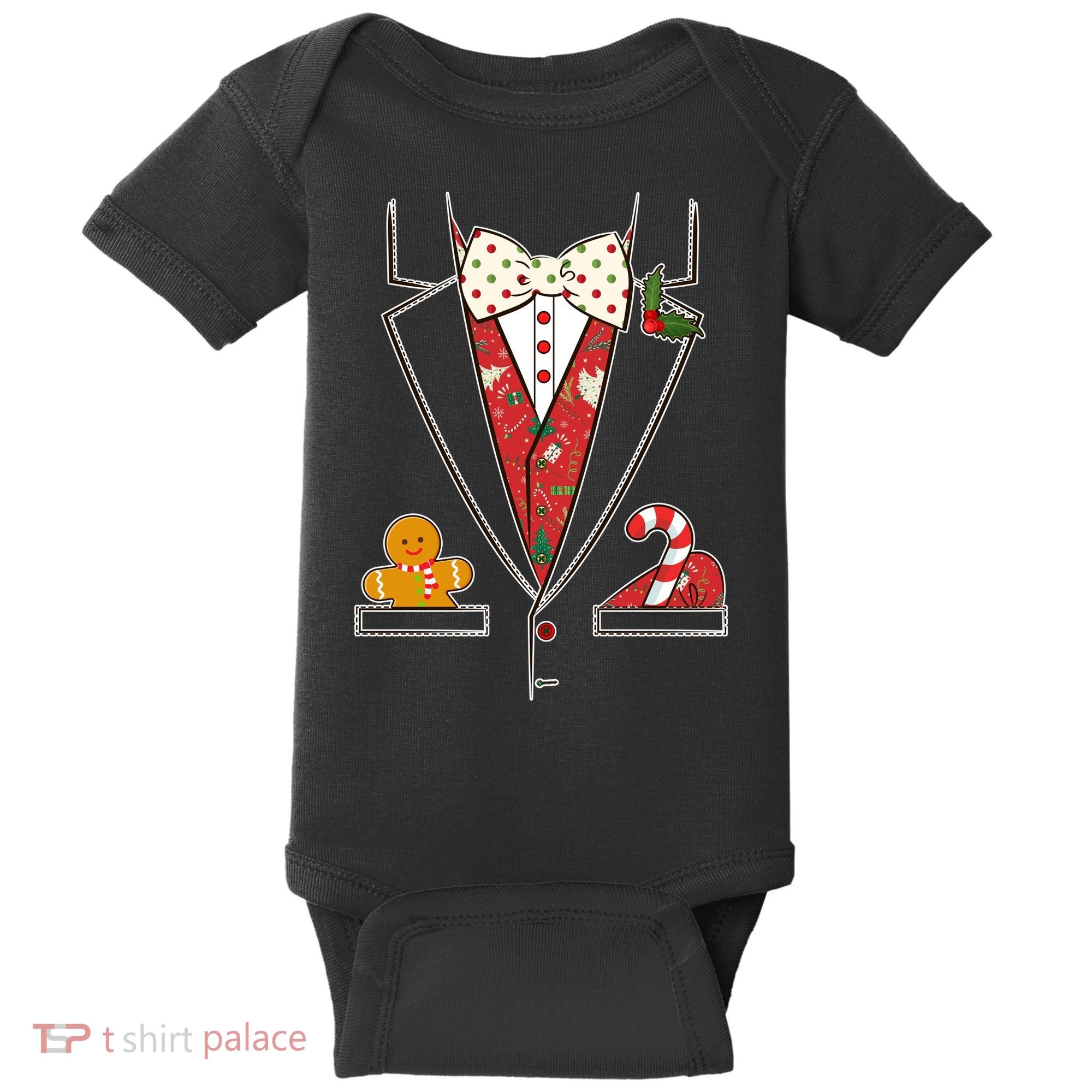 Funny Christmas Tuxedo Costume Baby Bodysuit