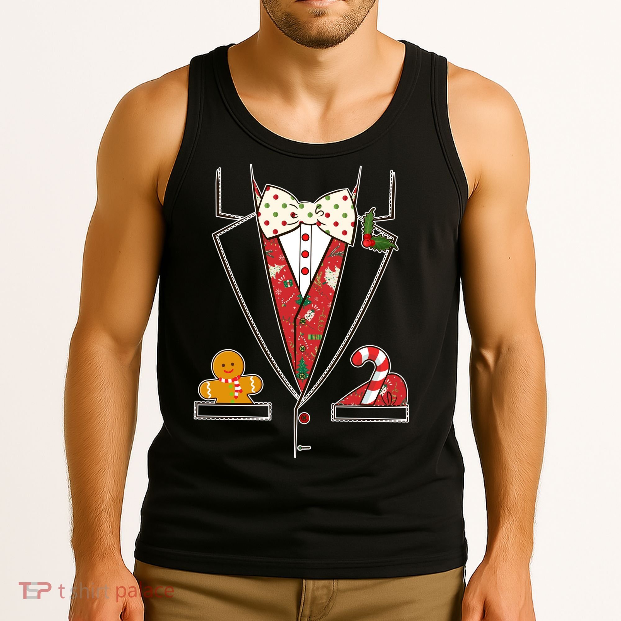 Funny Christmas Tuxedo Costume Tank Top