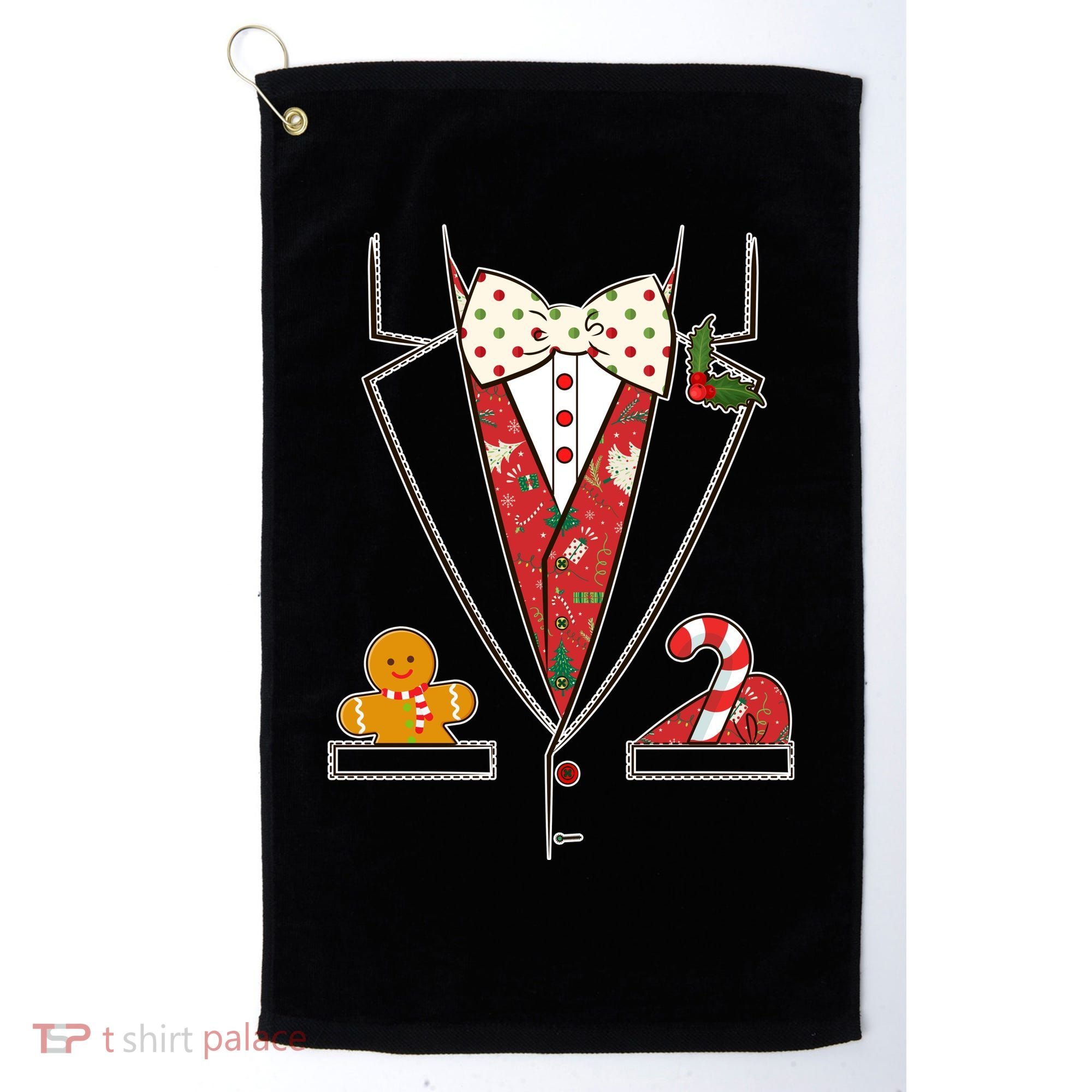Funny Christmas Tuxedo Costume Golf Towel