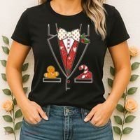 Funny Christmas Tuxedo Costume Women's T-Shirt thumb 2