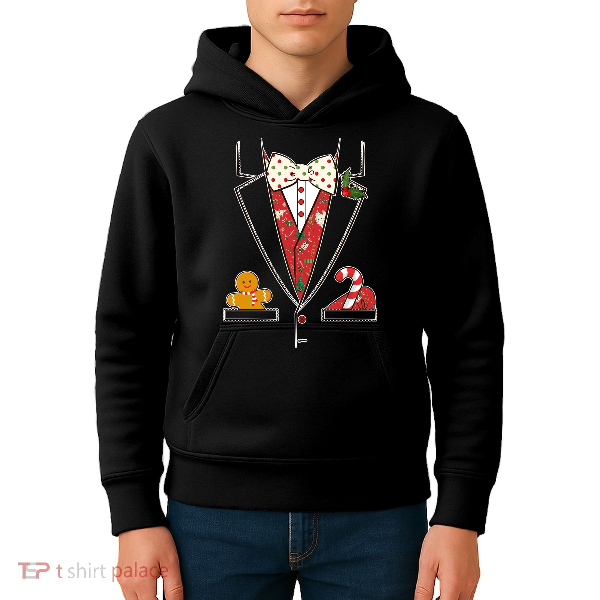 Funny Christmas Tuxedo Costume Kids Hoodie