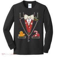 Funny Christmas Tuxedo Costume Kids Long Sleeve Shirt thumb 0