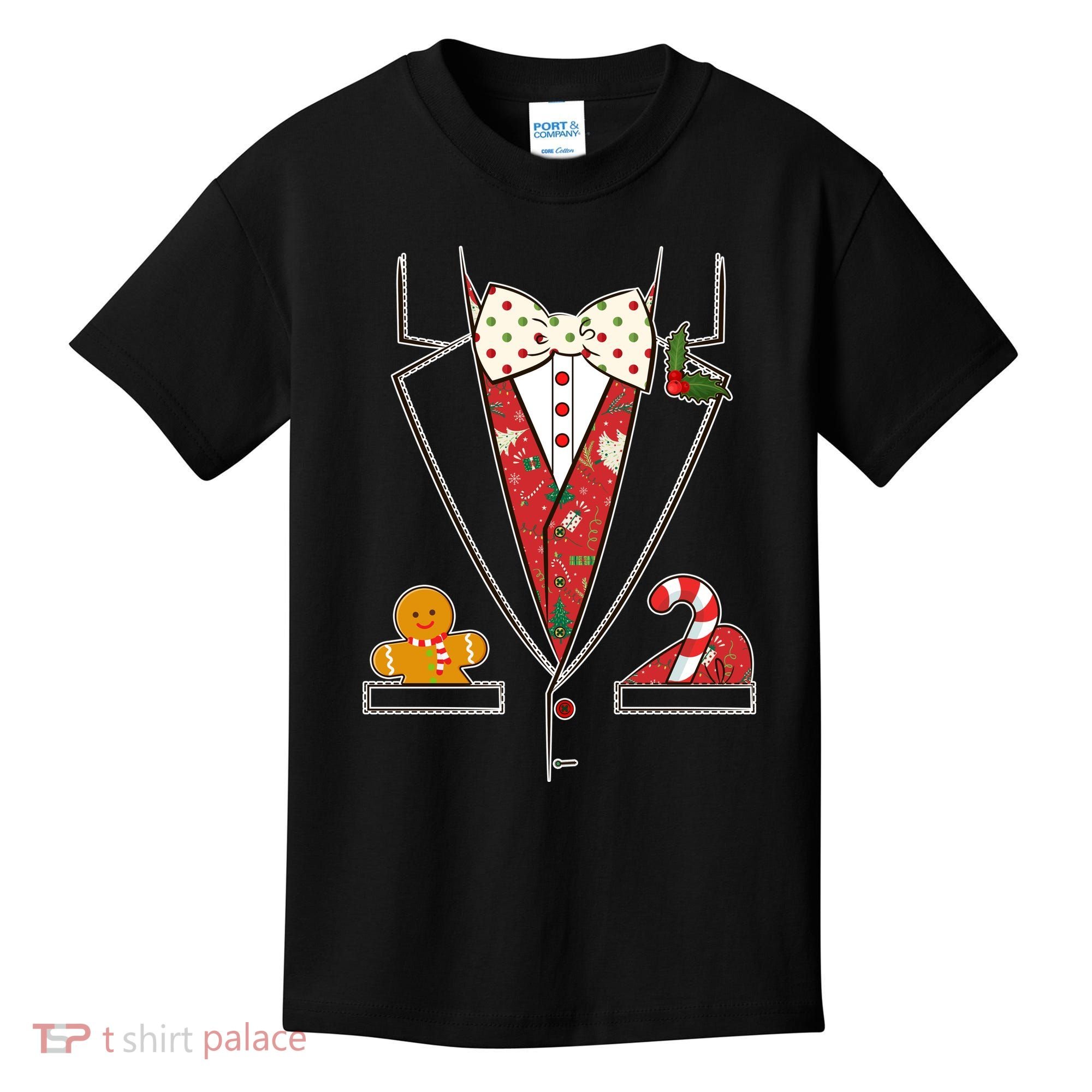 Funny Christmas Tuxedo Costume Kids T-Shirt