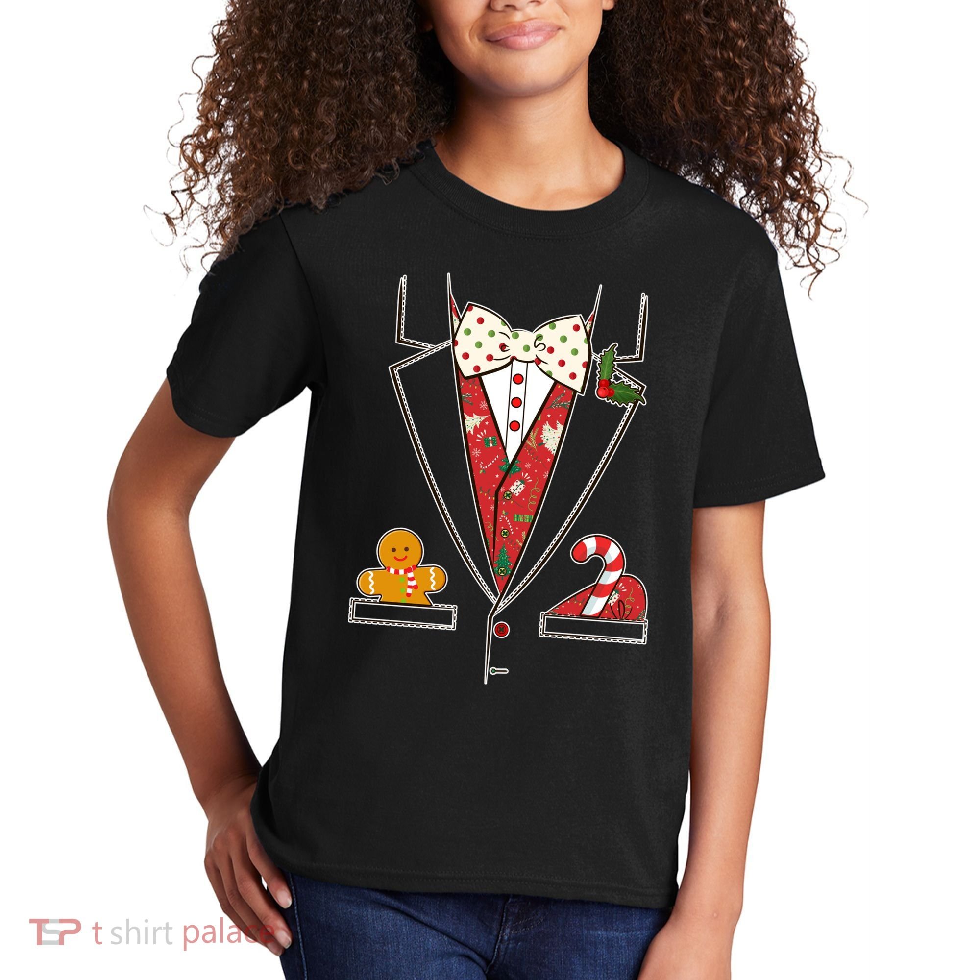 Funny Christmas Tuxedo Costume Kids T-Shirt