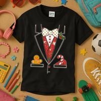 Funny Christmas Tuxedo Costume Kids T-Shirt thumb 3