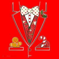 Funny Christmas Tuxedo Costume Santa Hat thumb 1