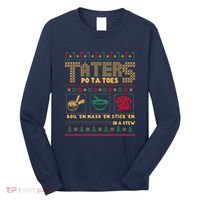 Funny Christmas Taters Potatoes Ugly Christmas Sweater Long Sleeve Shirt thumb 0