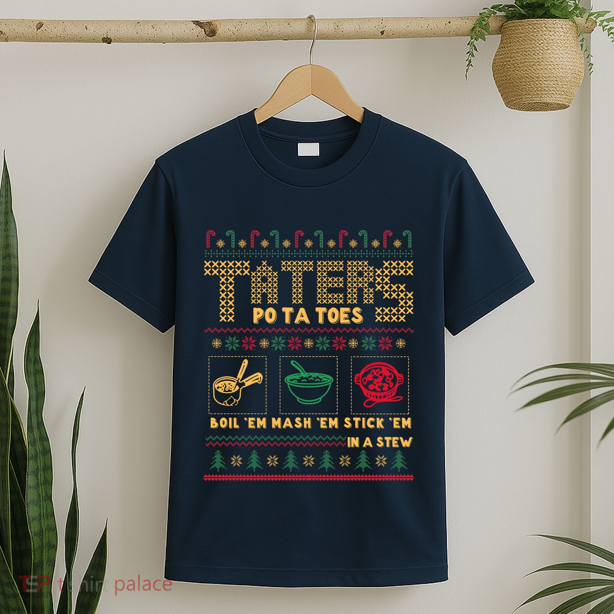 Funny Christmas Taters Potatoes Ugly Christmas Sweater T-Shirt