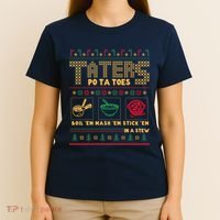 Funny Christmas Taters Potatoes Ugly Christmas Sweater T-Shirt thumb 4