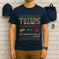 Funny Christmas Taters Potatoes Ugly Christmas Sweater T-Shirt thumb 6