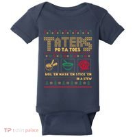 Funny Christmas Taters Potatoes Ugly Christmas Sweater Baby Bodysuit thumb 0