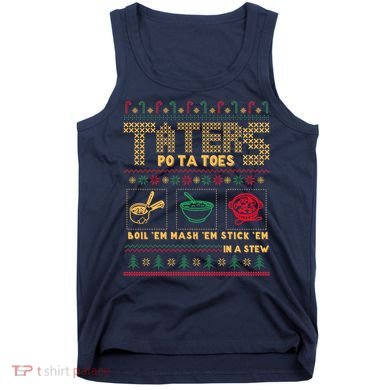 Funny Christmas Taters Potatoes Ugly Christmas Sweater Tank Top