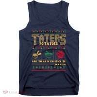 Funny Christmas Taters Potatoes Ugly Christmas Sweater Tank Top thumb 0