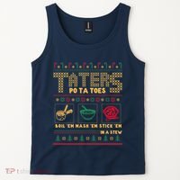 Funny Christmas Taters Potatoes Ugly Christmas Sweater Tank Top thumb 2
