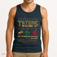 Funny Christmas Taters Potatoes Ugly Christmas Sweater Tank Top thumb 3